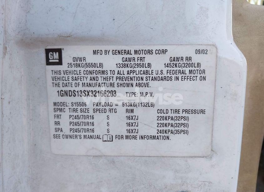 Photo 9 of 2003 Chevrolet Trailblazer LS (VIN 1GNDS13SX32166203)