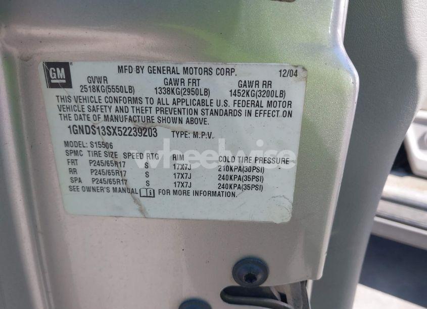 Photo 9 of 2005 Chevrolet Trailblazer LT (VIN 1GNDS13SX52239203)