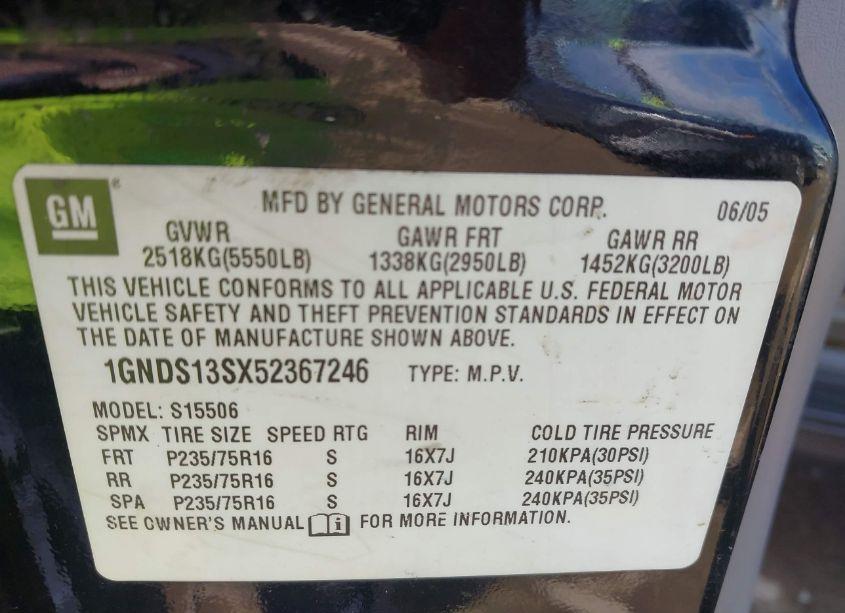 Photo 9 of 2005 Chevrolet Trailblazer LS (VIN 1GNDS13SX52367246)