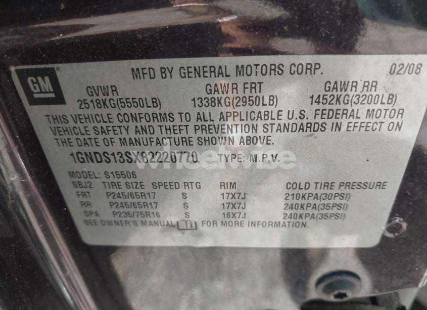 Photo 9 of 2008 Chevrolet Trailblazer LT (VIN 1GNDS13SX82220770)