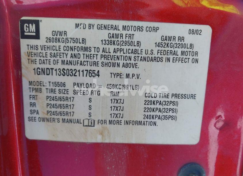 Photo 9 of 2003 Chevrolet Trailblazer LTZ (VIN 1GNDT13S032117654)