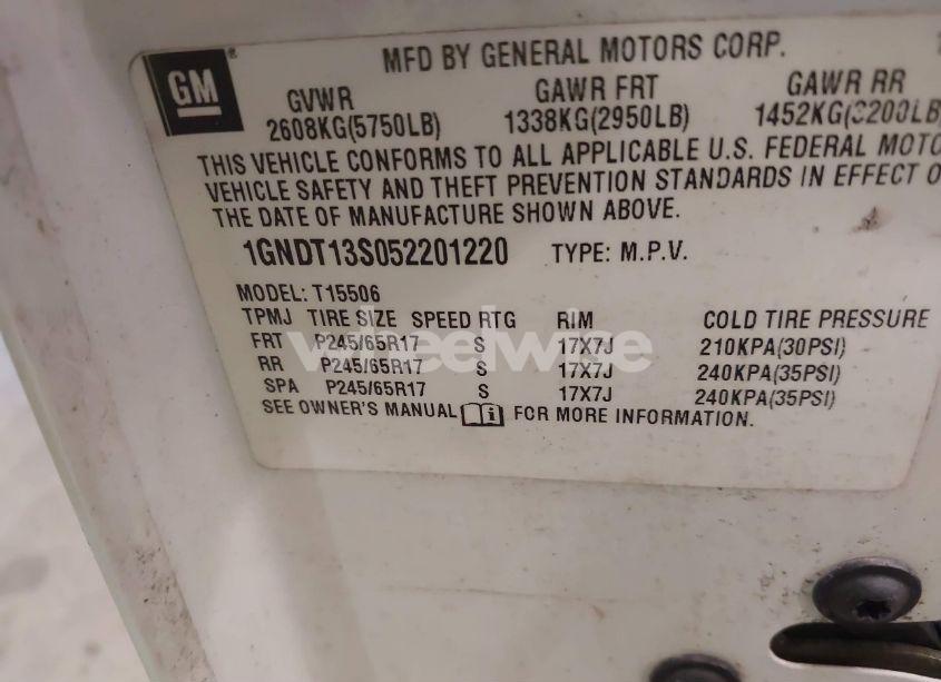 Photo 9 of 2005 Chevrolet Trailblazer LS (VIN 1GNDT13S052201220)