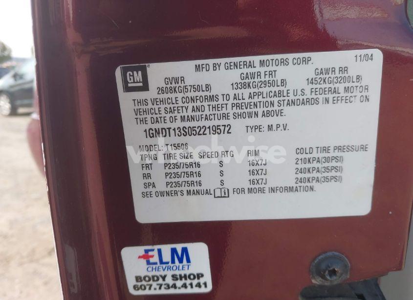 Photo 9 of 2005 Chevrolet Trailblazer LS (VIN 1GNDT13S052219572)