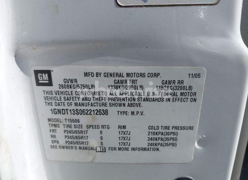 Photo 9 of 2006 Chevrolet Trailblazer LT (VIN 1GNDT13S062212638)