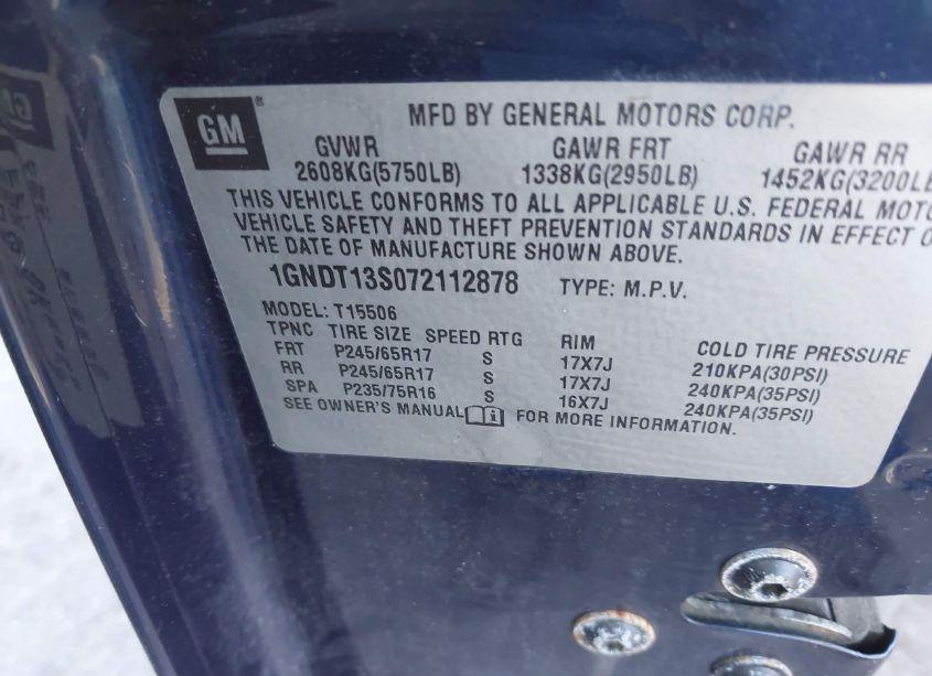 Photo 9 of 2007 Chevrolet Trailblazer LT (VIN 1GNDT13S072112878)