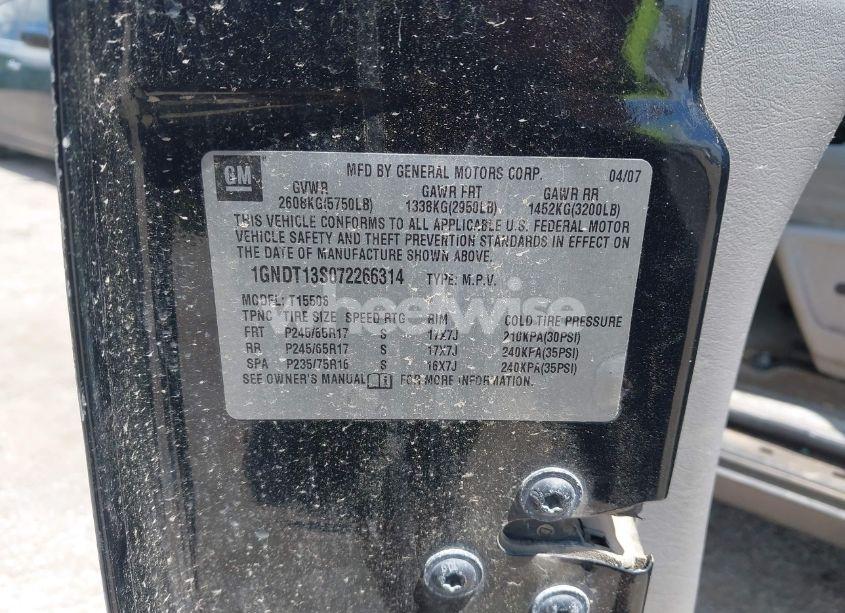 Photo 9 of 2007 Chevrolet Trailblazer LS (VIN 1GNDT13S072266314)