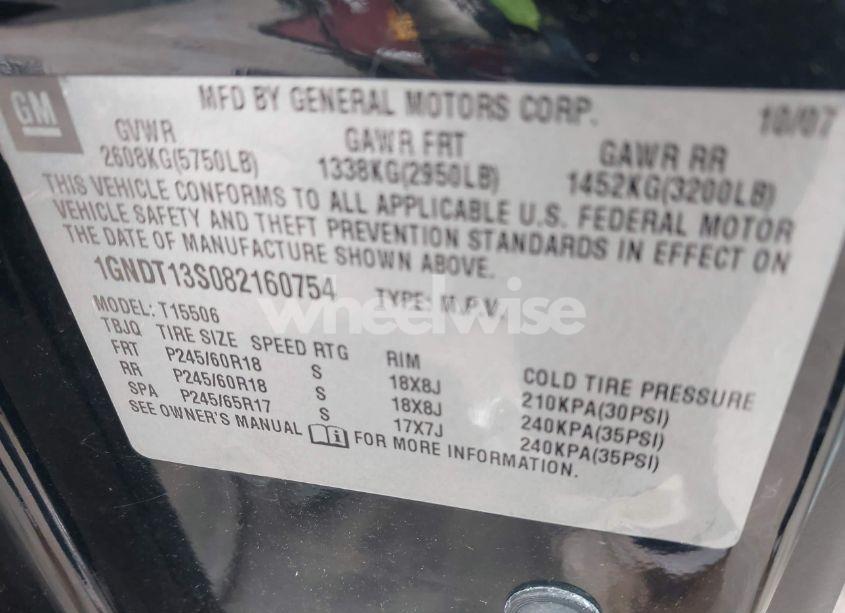 Photo 9 of 2008 Chevrolet Trailblazer LT (VIN 1GNDT13S082160754)