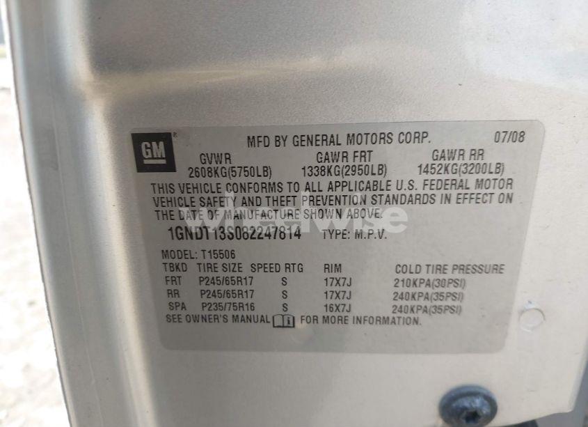 Photo 9 of 2008 Chevrolet Trailblazer FLEET (VIN 1GNDT13S082247814)