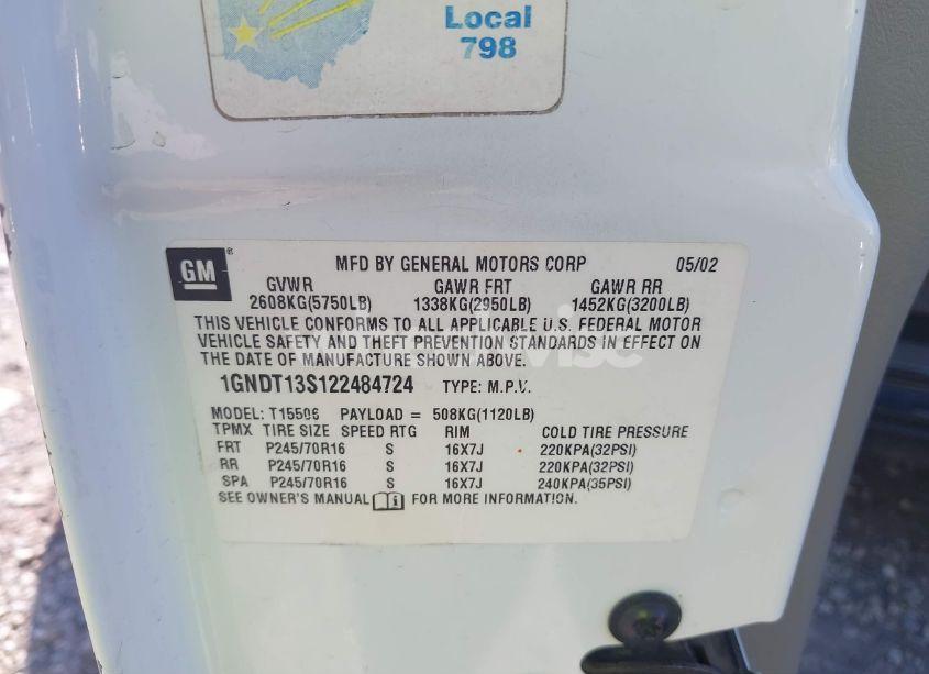 Photo 9 of 2002 Chevrolet Trailblazer LS (VIN 1GNDT13S122484724)