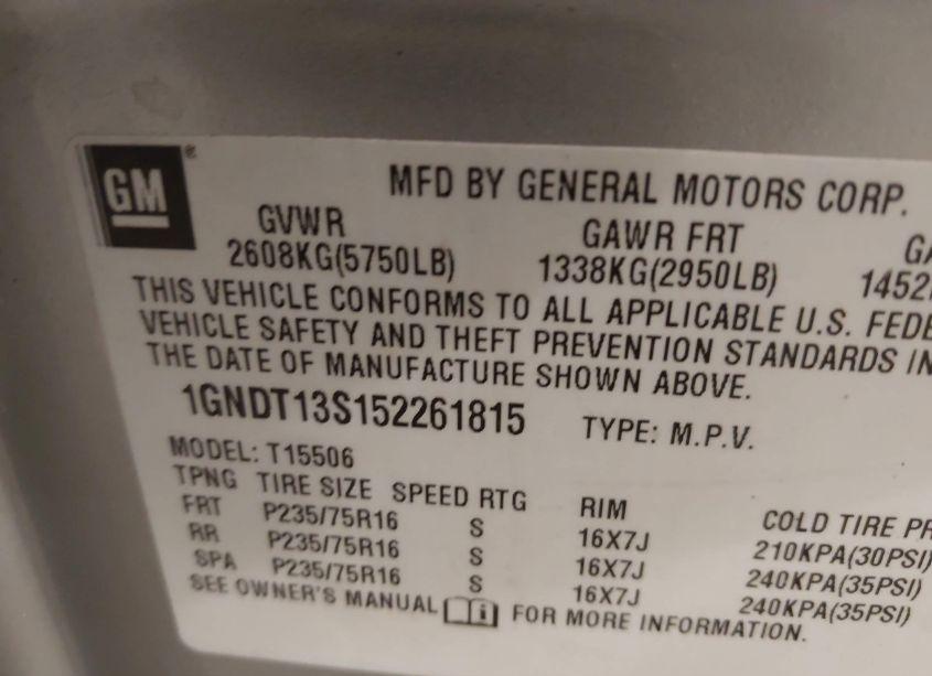 Photo 9 of 2005 Chevrolet Trailblazer LS (VIN 1GNDT13S152261815)