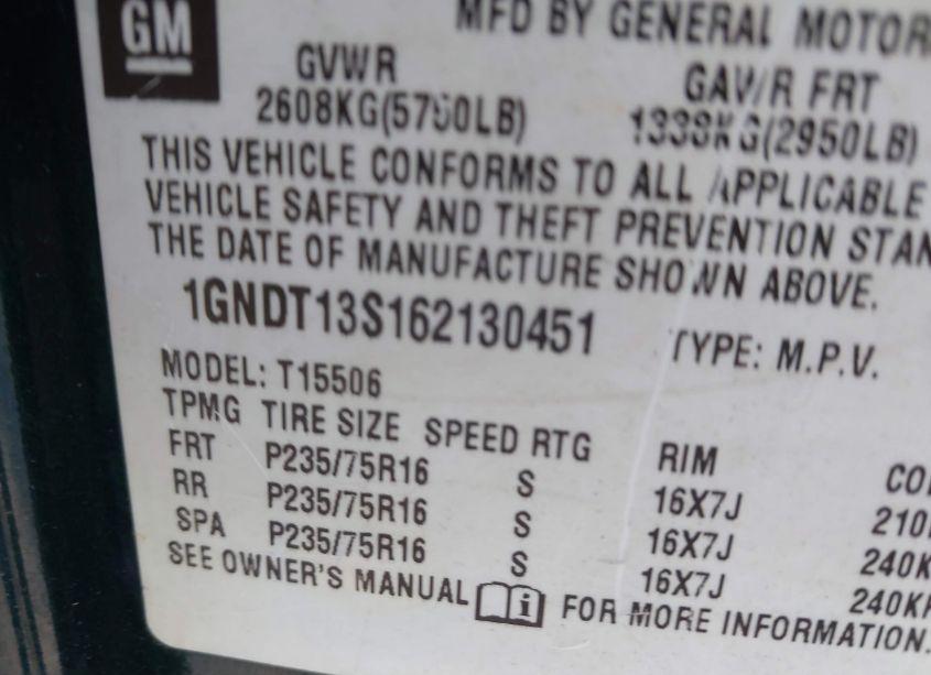 Photo 9 of 2006 Chevrolet Trailblazer LS (VIN 1GNDT13S162130451)