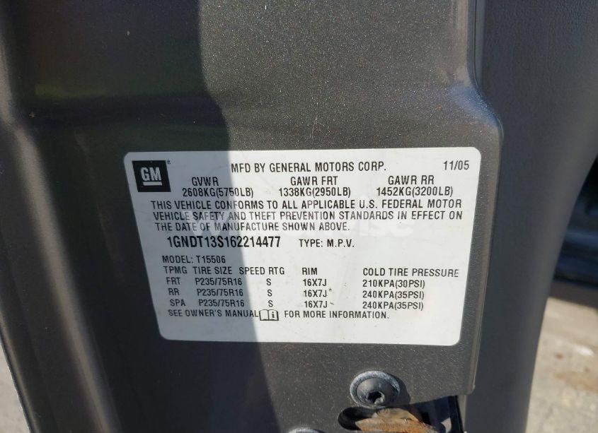 Photo 9 of 2006 Chevrolet Trailblazer LS (VIN 1GNDT13S162214477)