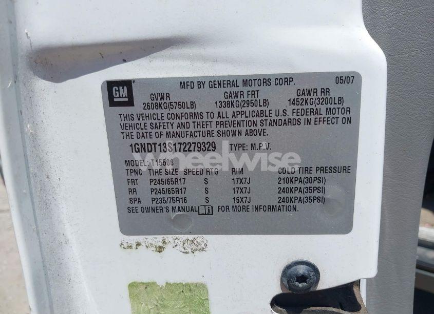 Photo 9 of 2007 Chevrolet Trailblazer LS (VIN 1GNDT13S172279329)