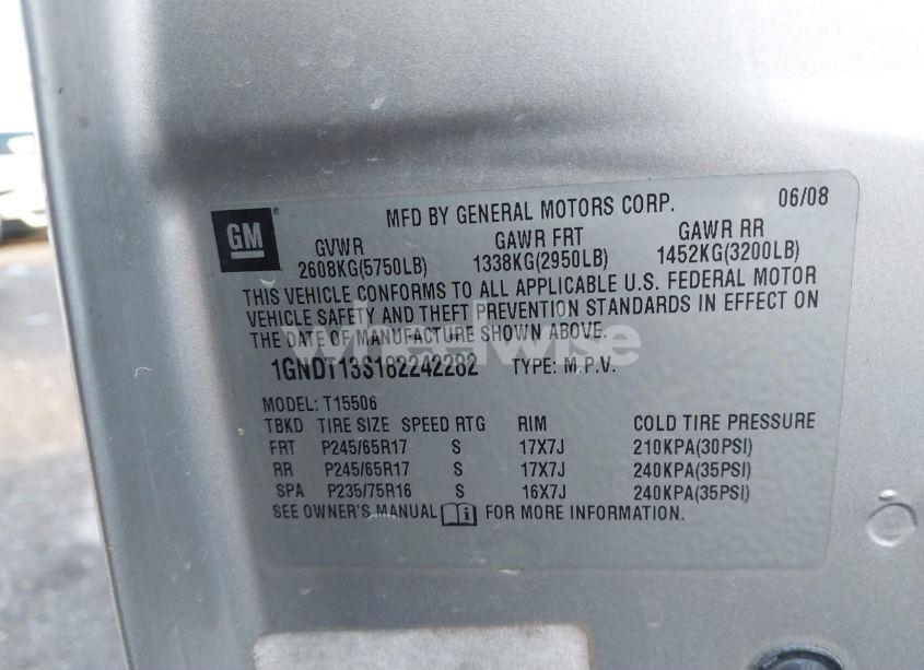 Photo 9 of 2008 Chevrolet Trailblazer FLEET (VIN 1GNDT13S182242282)