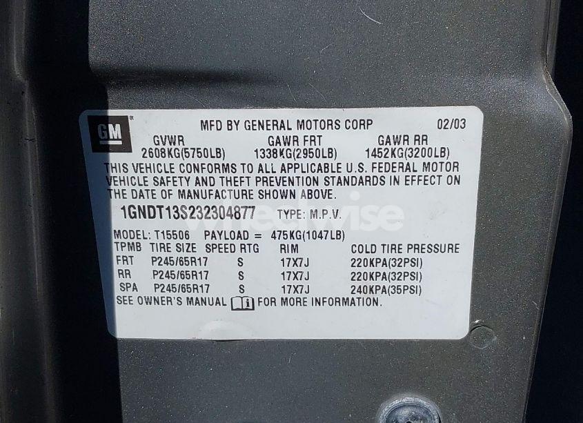 Photo 9 of 2003 Chevrolet Trailblazer LTZ (VIN 1GNDT13S232304877)