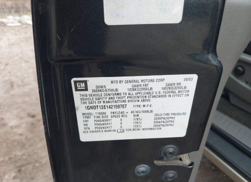 Photo 9 of 2004 Chevrolet Trailblazer LS/LT (VIN 1GNDT13S242159767)