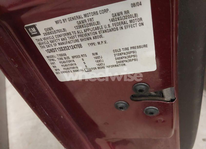 Photo 9 of 2005 Chevrolet Trailblazer LS (VIN 1GNDT13S252124768)