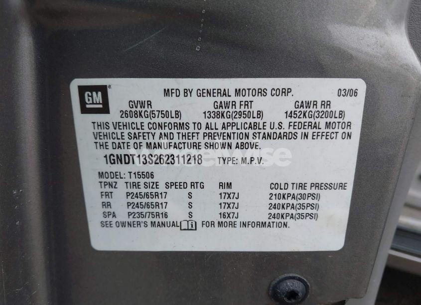 Photo 9 of 2006 Chevrolet Trailblazer LT (VIN 1GNDT13S262311218)