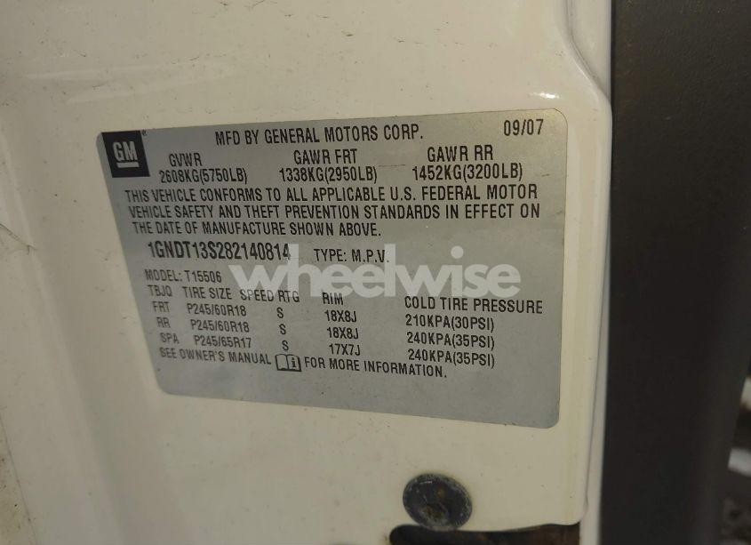 Photo 9 of 2008 Chevrolet Trailblazer LT (VIN 1GNDT13S282140814)