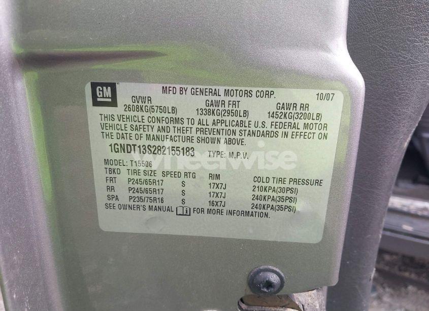 Photo 9 of 2008 Chevrolet Trailblazer LT (VIN 1GNDT13S282155183)