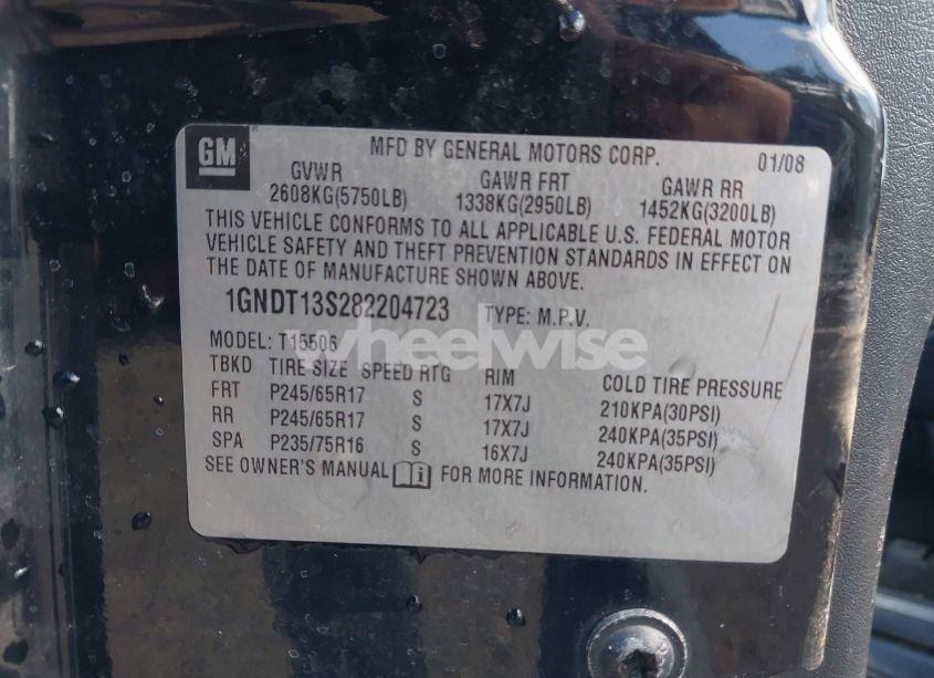 Photo 9 of 2008 Chevrolet Trailblazer LT (VIN 1GNDT13S282204723)