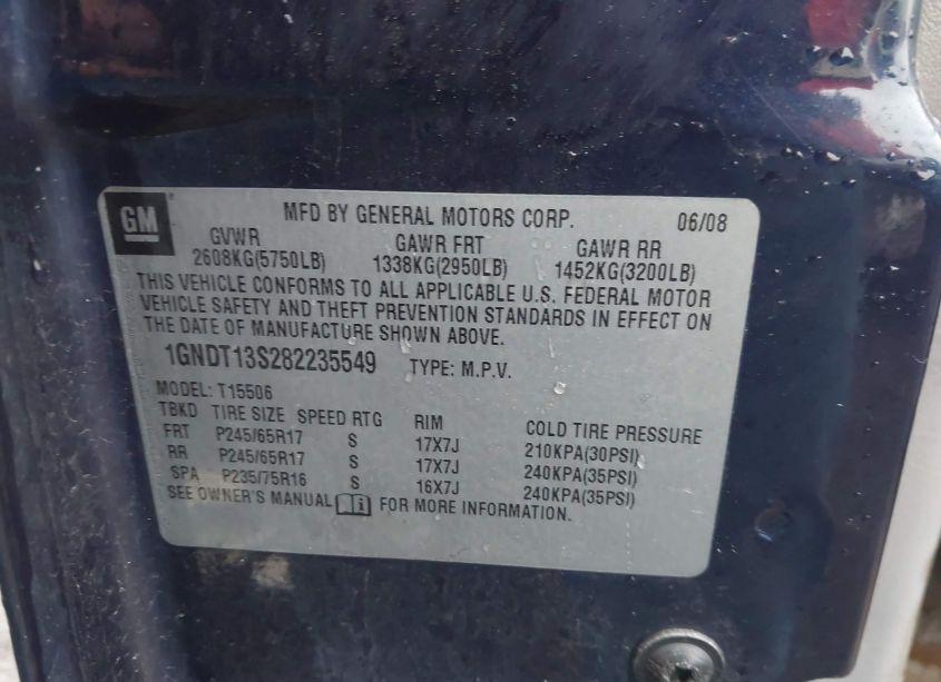 Photo 9 of 2008 Chevrolet Trailblazer FLEET (VIN 1GNDT13S282235549)