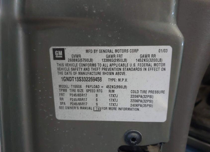 Photo 9 of 2003 Chevrolet Trailblazer LTZ (VIN 1GNDT13S332269458)