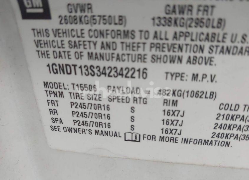 Photo 9 of 2004 Chevrolet Trailblazer LT (VIN 1GNDT13S342342216)