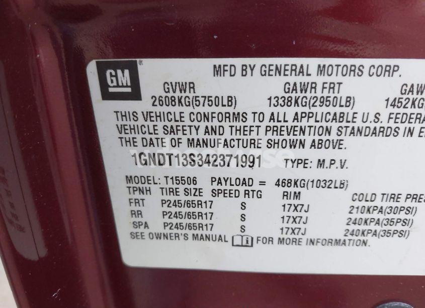 Photo 9 of 2004 Chevrolet Trailblazer LT (VIN 1GNDT13S342371991)