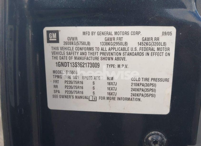 Photo 9 of 2006 Chevrolet Trailblazer LS (VIN 1GNDT13S362173009)