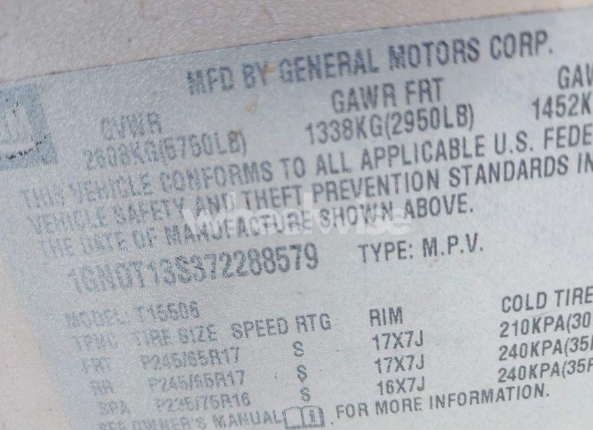 Photo 9 of 2007 Chevrolet Trailblazer LS (VIN 1GNDT13S372288579)