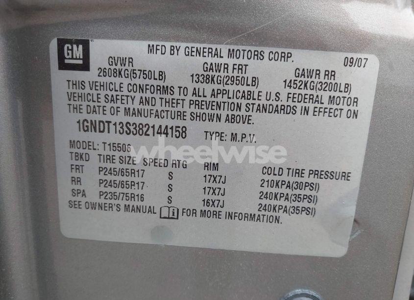 Photo 9 of 2008 Chevrolet Trailblazer LT (VIN 1GNDT13S382144158)