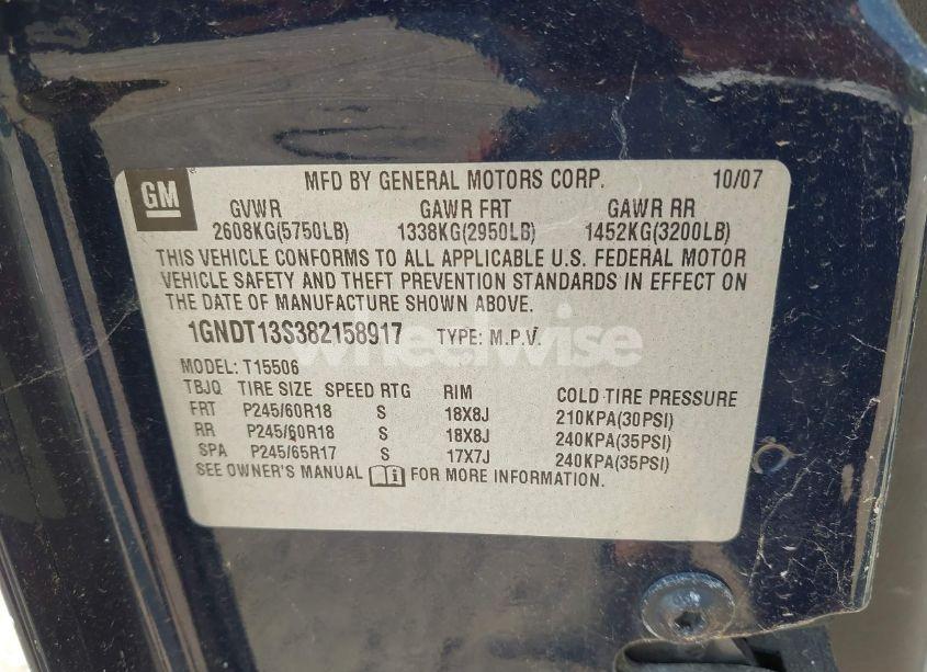 Photo 9 of 2008 Chevrolet Trailblazer LT (VIN 1GNDT13S382158917)