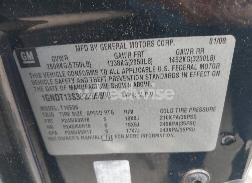 Photo 9 of 2008 Chevrolet Trailblazer LT (VIN 1GNDT13S382205590)