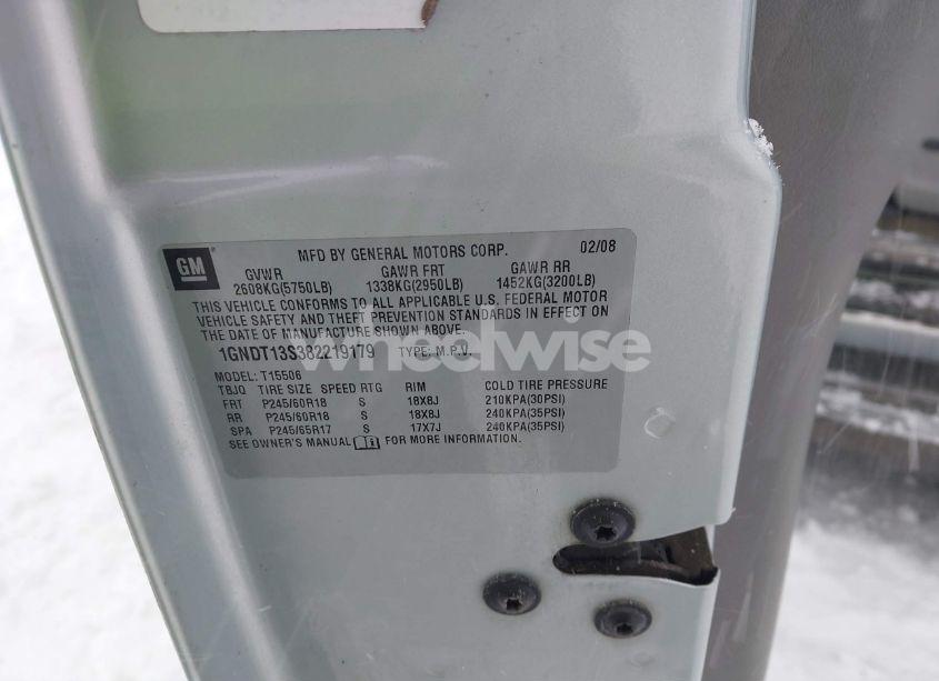 Photo 9 of 2008 Chevrolet Trailblazer LT (VIN 1GNDT13S382219179)