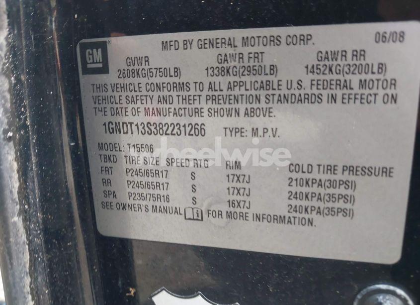 Photo 9 of 2008 Chevrolet Trailblazer FLEET (VIN 1GNDT13S382231266)