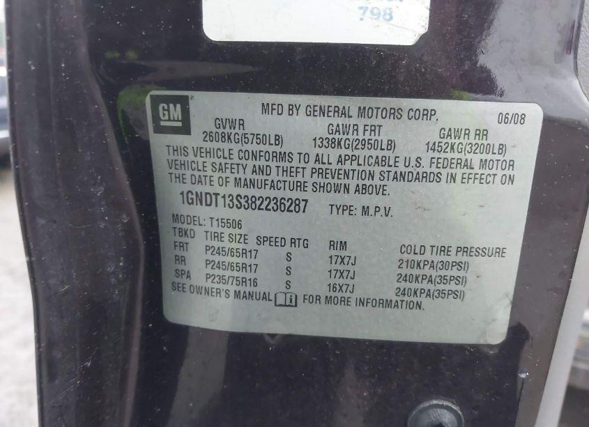 Photo 9 of 2008 Chevrolet Trailblazer FLEET (VIN 1GNDT13S382236287)