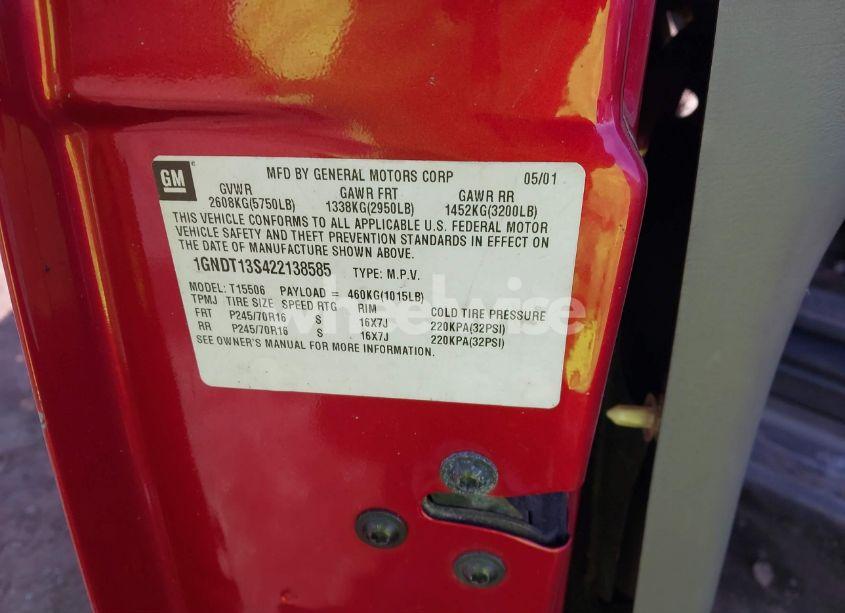 Photo 9 of 2002 Chevrolet Trailblazer LT (VIN 1GNDT13S422138585)