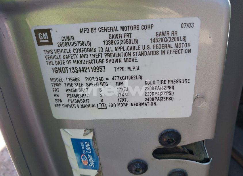 Photo 9 of 2004 Chevrolet Trailblazer LT (VIN 1GNDT13S442119957)