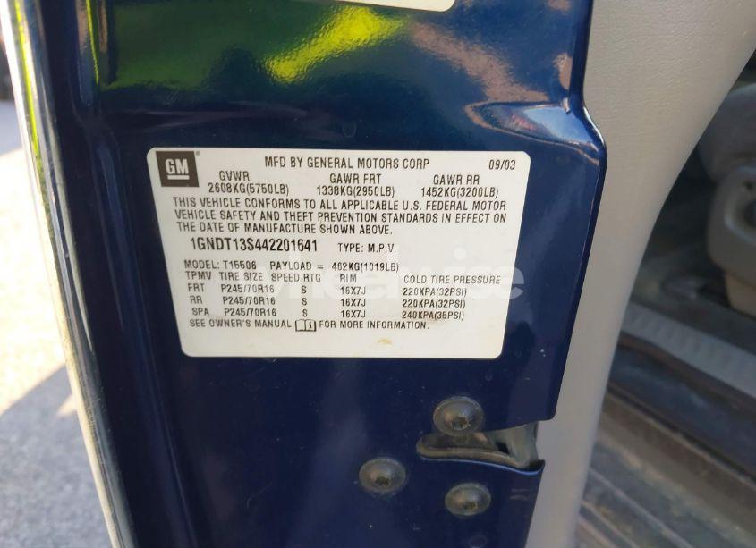 Photo 9 of 2004 Chevrolet Trailblazer LS (VIN 1GNDT13S442201641)