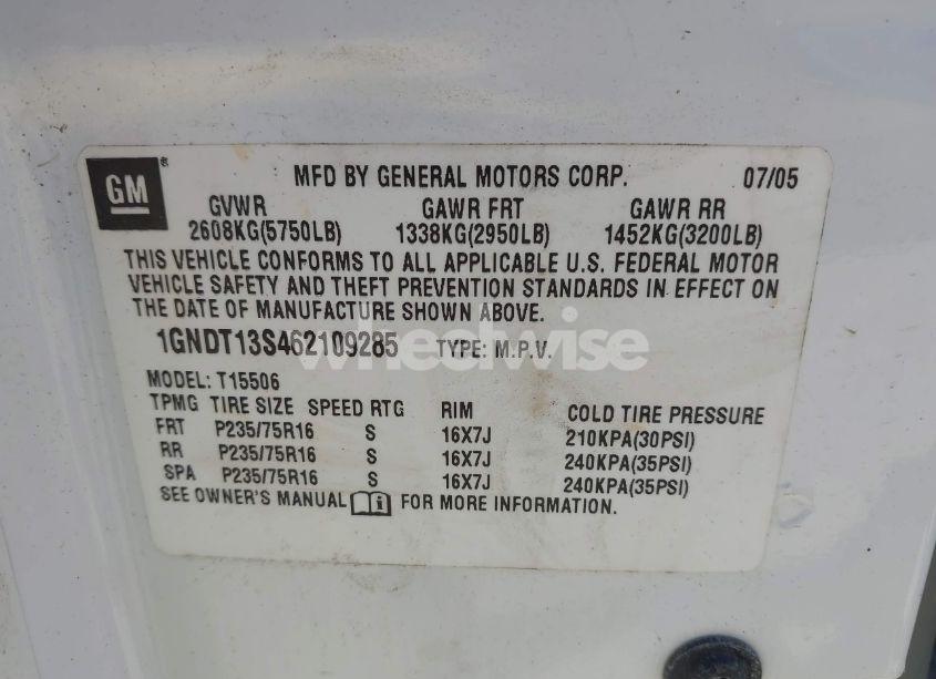 Photo 9 of 2006 Chevrolet Trailblazer LS (VIN 1GNDT13S462109285)