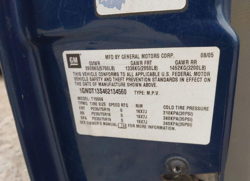 Photo 9 of 2006 Chevrolet Trailblazer LS (VIN 1GNDT13S462134560)