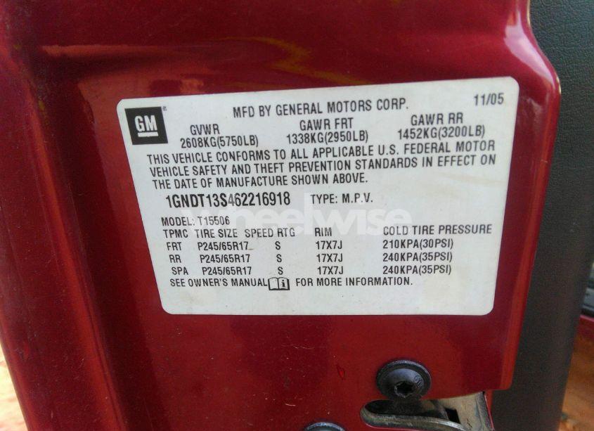 Photo 9 of 2006 Chevrolet Trailblazer LT (VIN 1GNDT13S462216918)