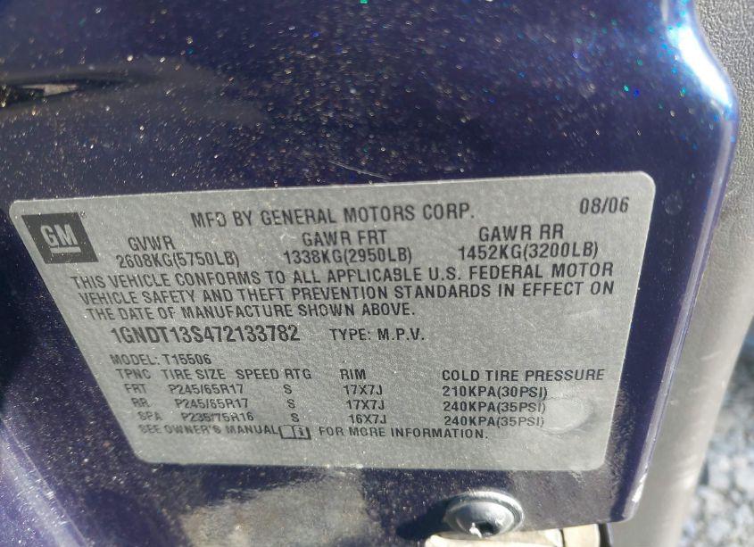 Photo 9 of 2007 Chevrolet Trailblazer LT (VIN 1GNDT13S472133782)