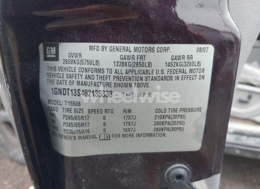 Photo 9 of 2008 Chevrolet Trailblazer FLEET (VIN 1GNDT13S482135338)