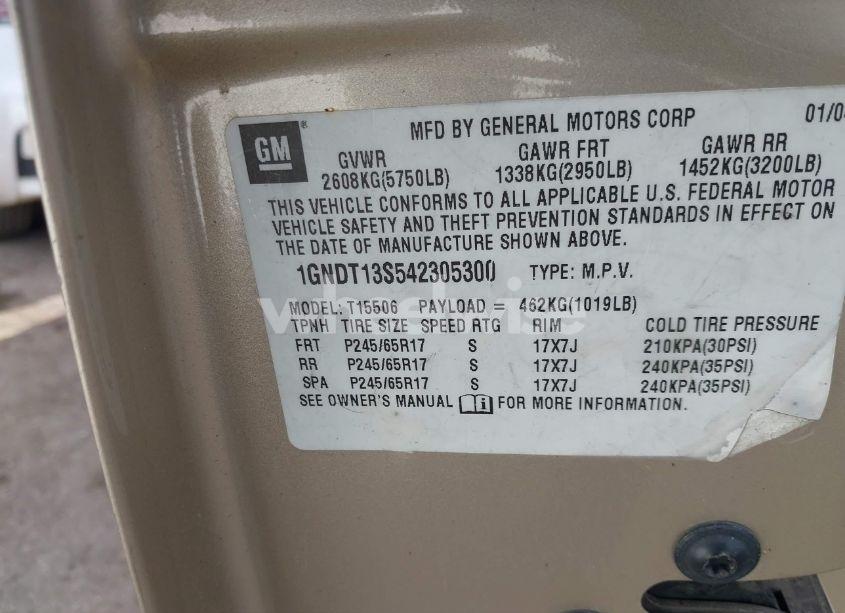 Photo 9 of 2004 Chevrolet Trailblazer LT (VIN 1GNDT13S542305300)