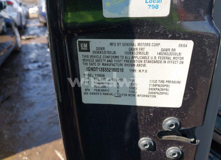 Photo 9 of 2005 Chevrolet Trailblazer LS (VIN 1GNDT13S552160518)