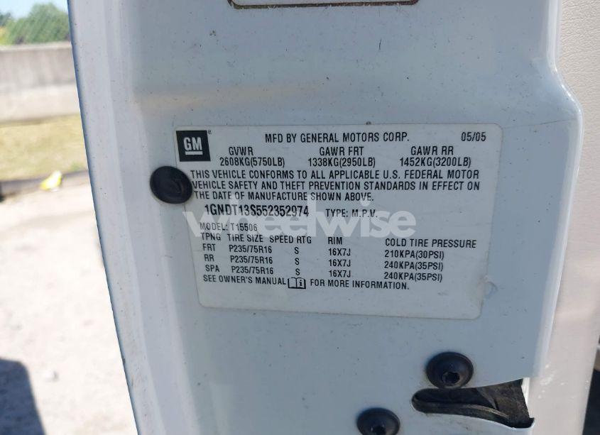 Photo 9 of 2005 Chevrolet Trailblazer LS (VIN 1GNDT13S552352974)