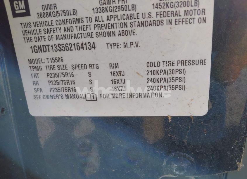 Photo 9 of 2006 Chevrolet Trailblazer LS (VIN 1GNDT13S562164134)