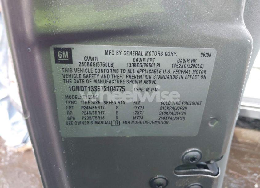 Photo 9 of 2007 Chevrolet Trailblazer LS (VIN 1GNDT13S572104775)